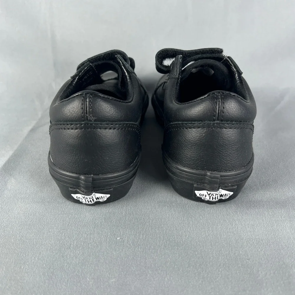 Vans Classic Old Skool Sneakers Kids US 2 Black Low Top Round Toe Hook & Loop